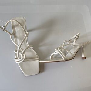 Zara White Strappy kitten Heels